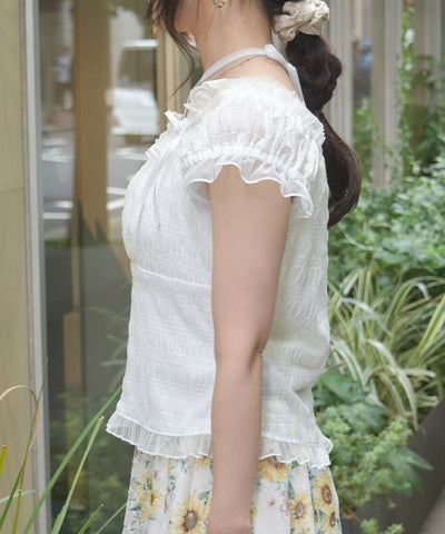 Cloqué Jacquard Top with Rose