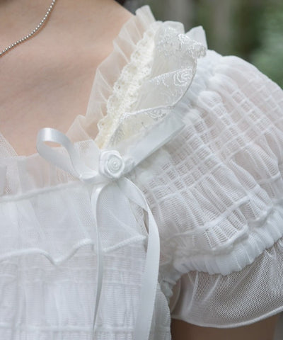 Cloqué Jacquard Top with Rose