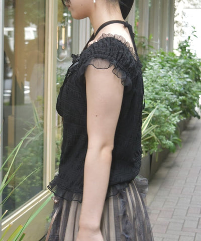 Cloqué Jacquard Top with Rose