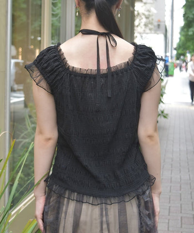 Cloqué Jacquard Top with Rose