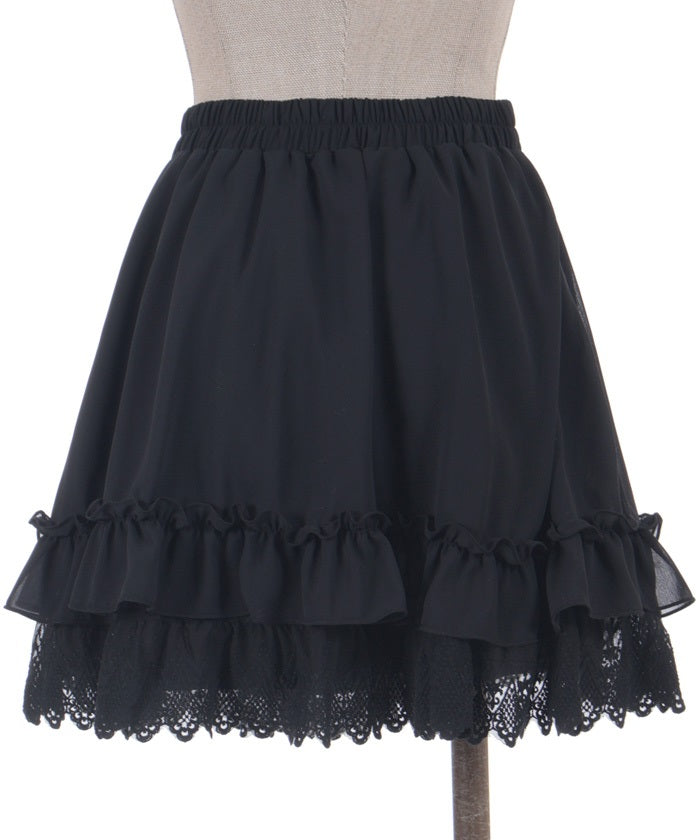 最終値下 Ribbon brooch frill mini skirt ブラック Hem Lace Frill Mini Skirt – axes femme from JAPAN