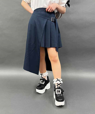 Wrap Design Pleated Skirt