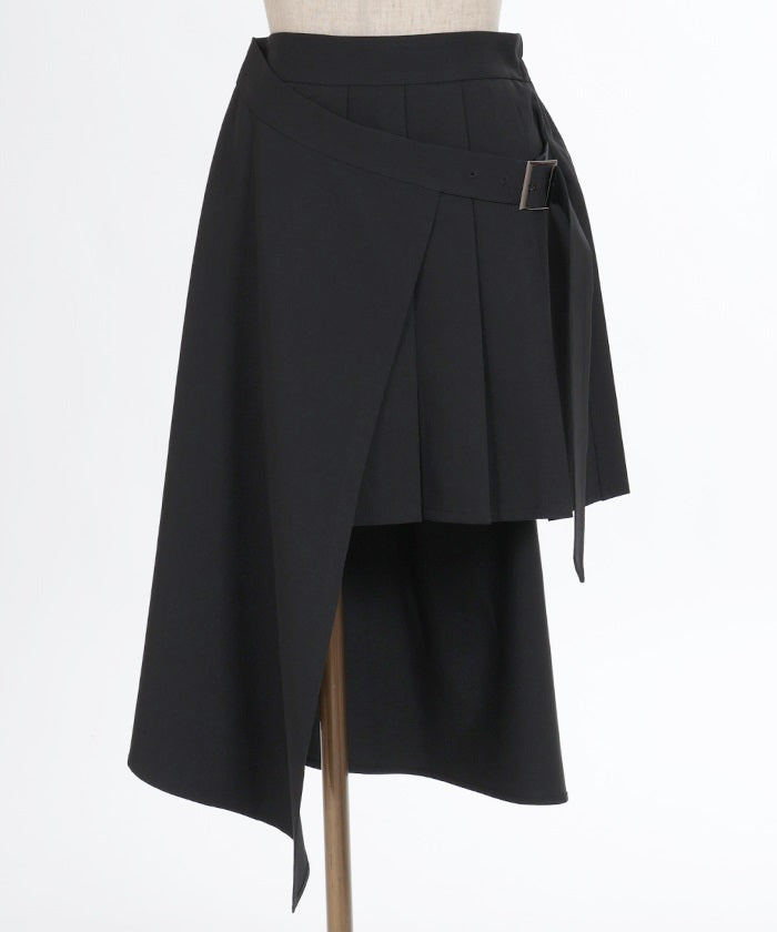 Wrap Design Pleated Skirt