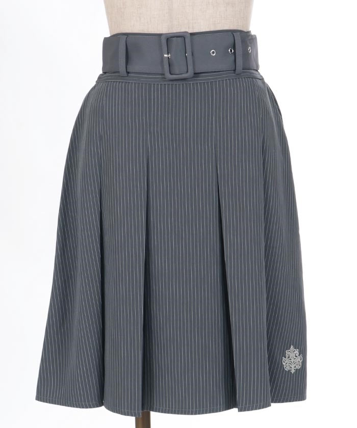 Pleated Midi Skirt with Belt