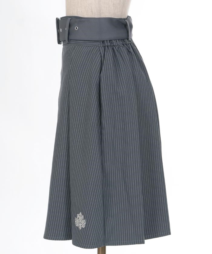 Pleated Midi Skirt with Belt