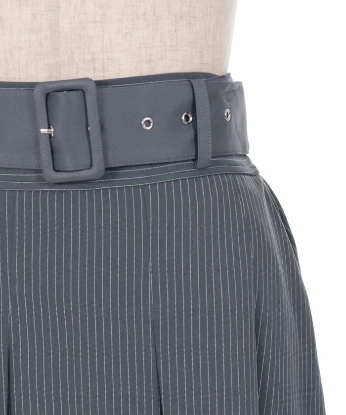 Pleated Midi Skirt with Belt