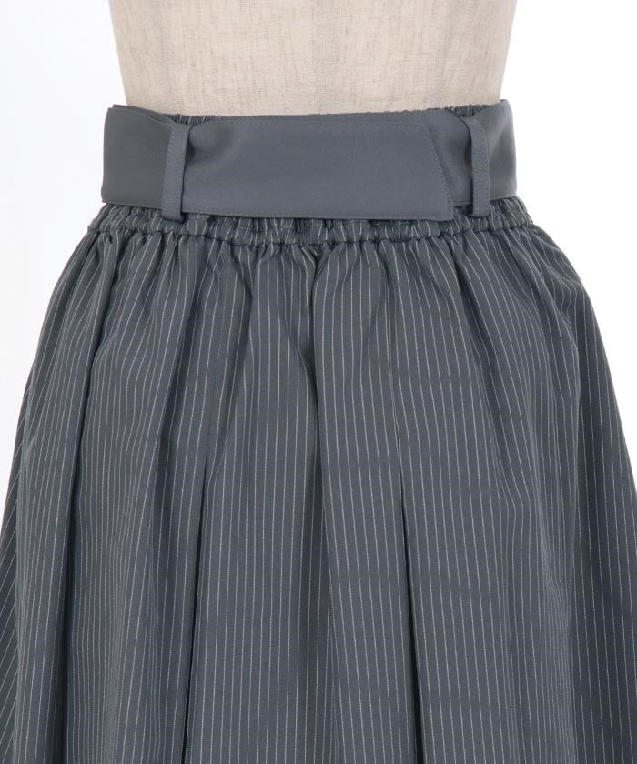 Pleated Midi Skirt with Belt