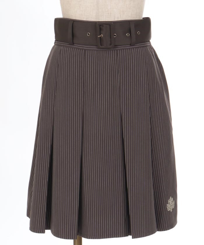 Pleated Midi Skirt with Belt