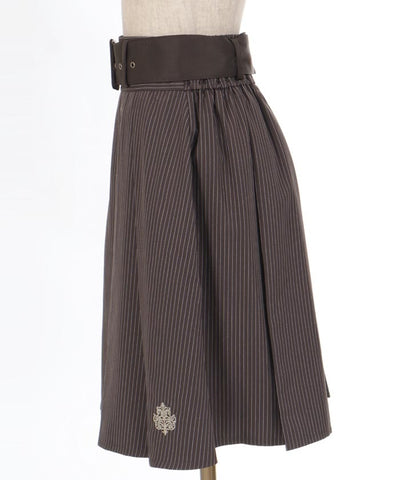 Pleated Midi Skirt with Belt