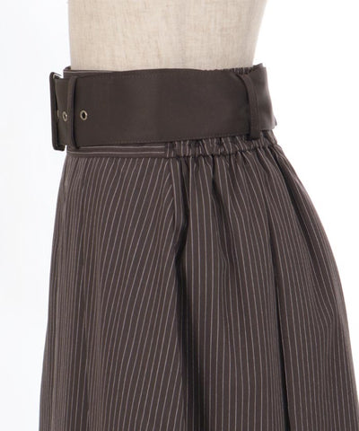 Pleated Midi Skirt with Belt