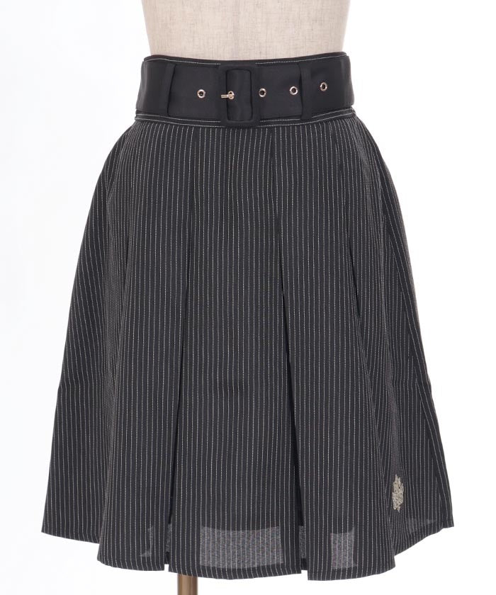 Pleated Midi Skirt with Belt