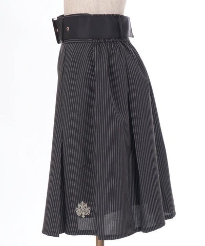 Pleated Midi Skirt with Belt