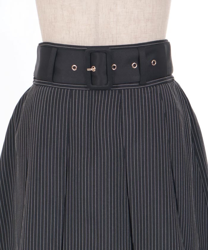 Pleated Midi Skirt with Belt