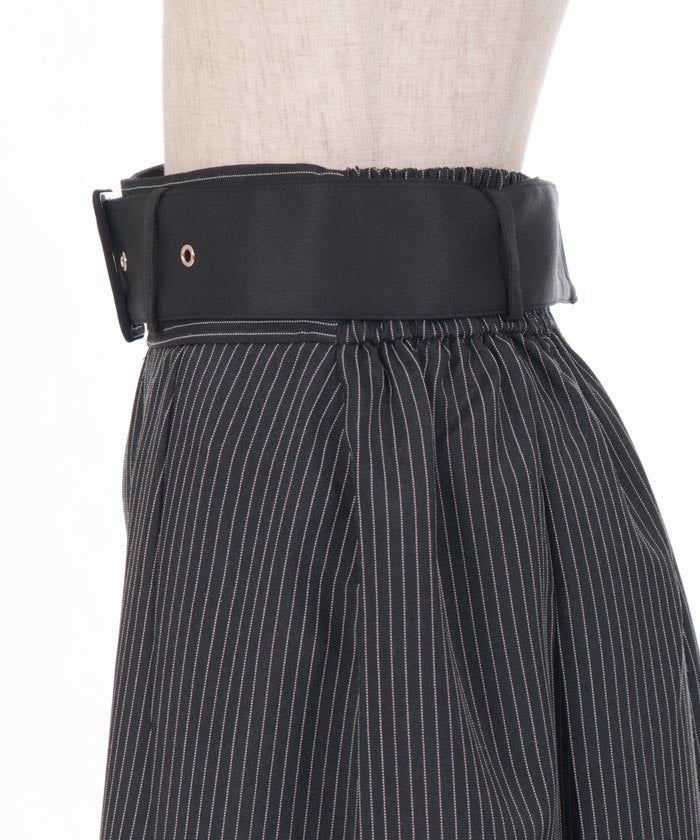 Pleated Midi Skirt with Belt