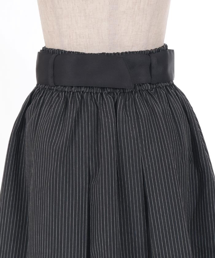 Pleated Midi Skirt with Belt