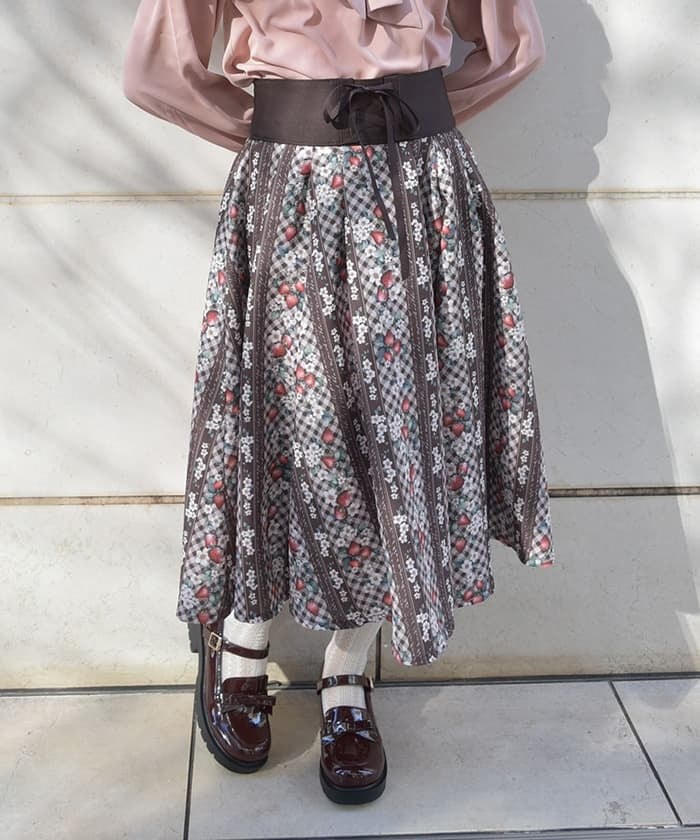 Strawberry Plaid Pattern Skirt