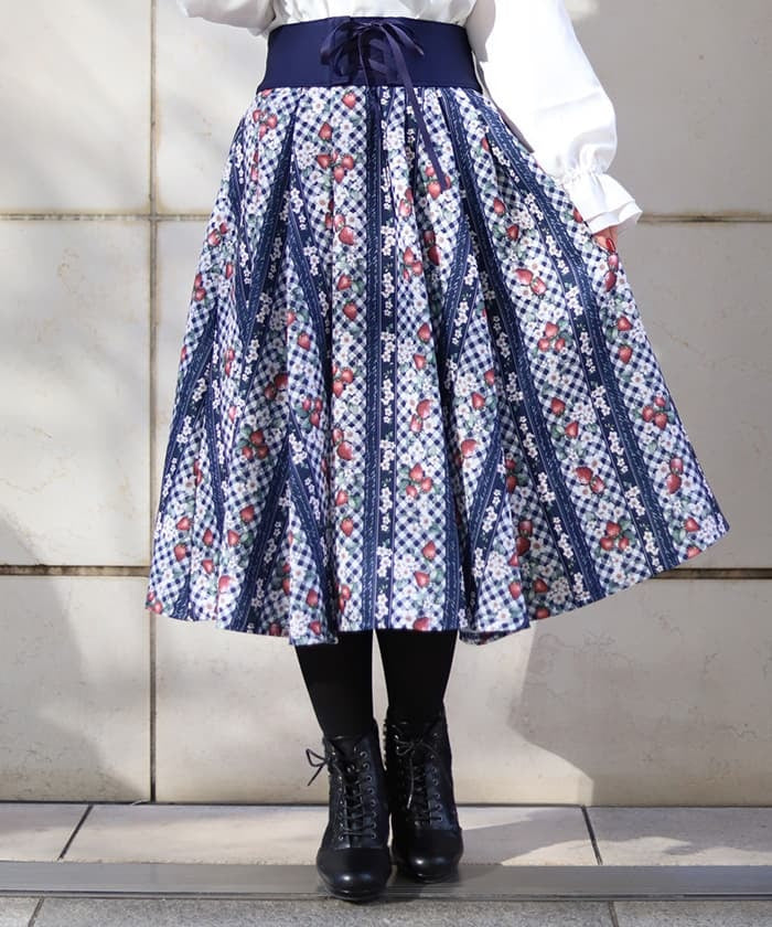 Strawberry Plaid Pattern Skirt