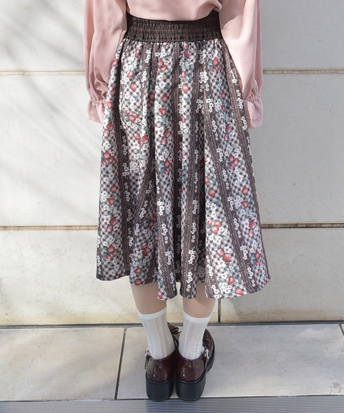 Strawberry Plaid Pattern Skirt