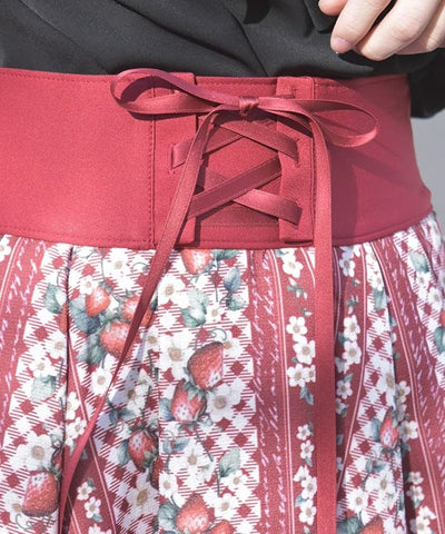 Strawberry Plaid Pattern Skirt