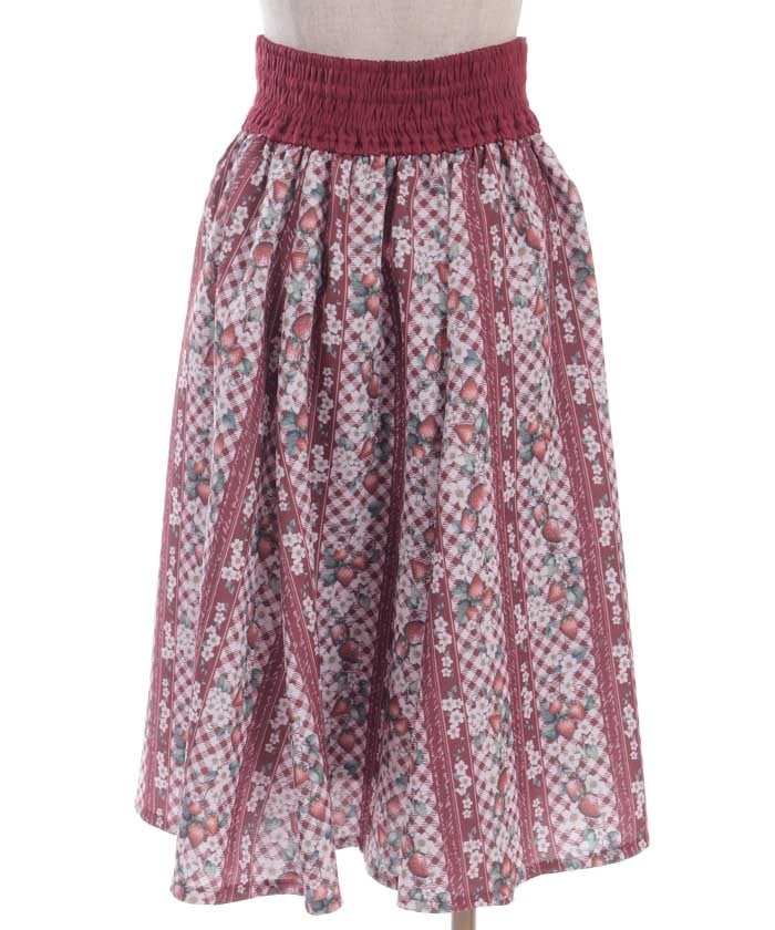 Strawberry Plaid Pattern Skirt