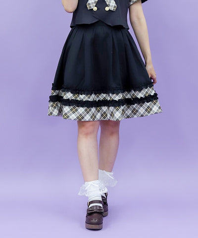 Bicolor Frill Midi Skirt