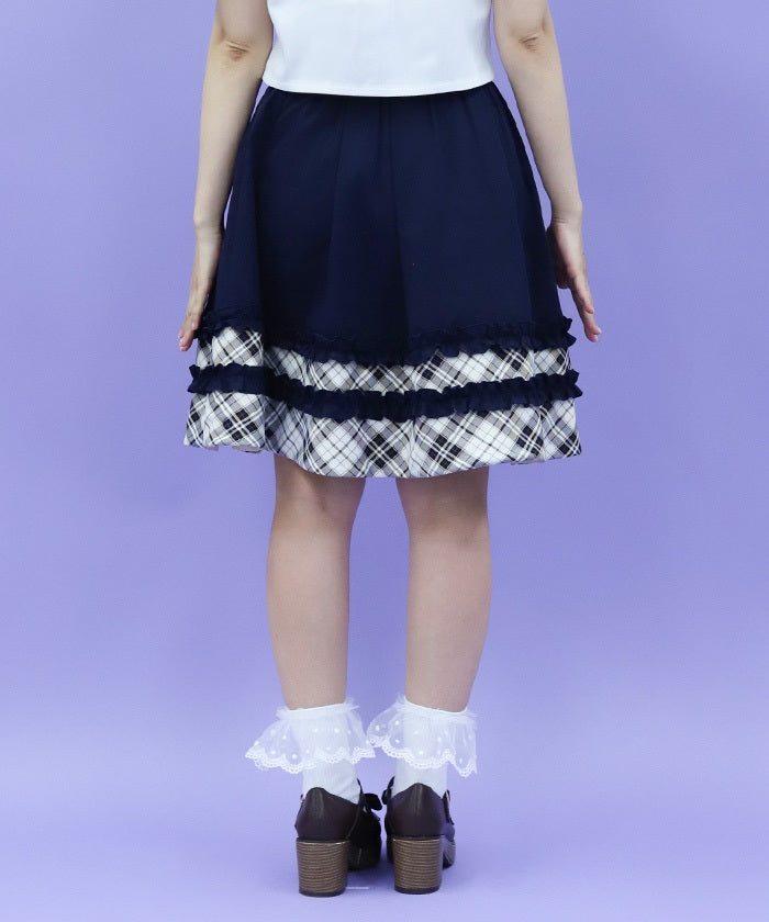 Bicolor Frill Midi Skirt