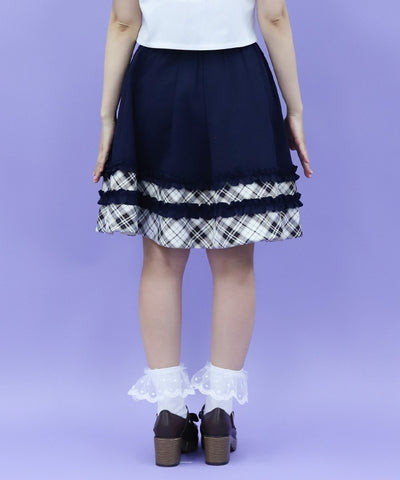 Bicolor Frill Midi Skirt