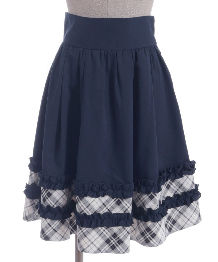 Bicolor Frill Midi Skirt
