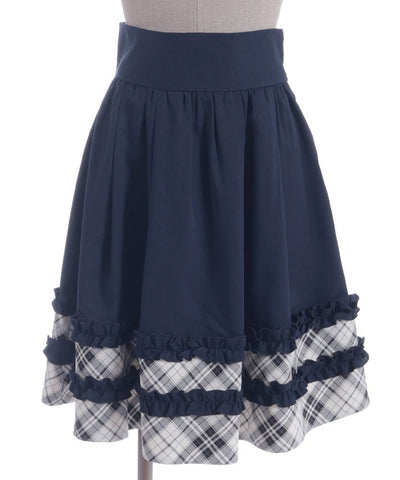 Bicolor Frill Midi Skirt