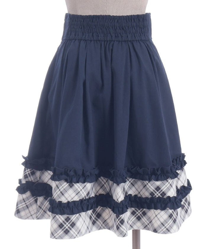 Bicolor Frill Midi Skirt
