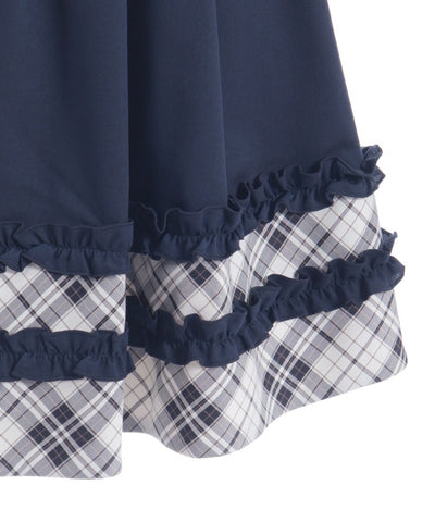 Bicolor Frill Midi Skirt