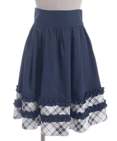 Bicolor Frill Midi Skirt