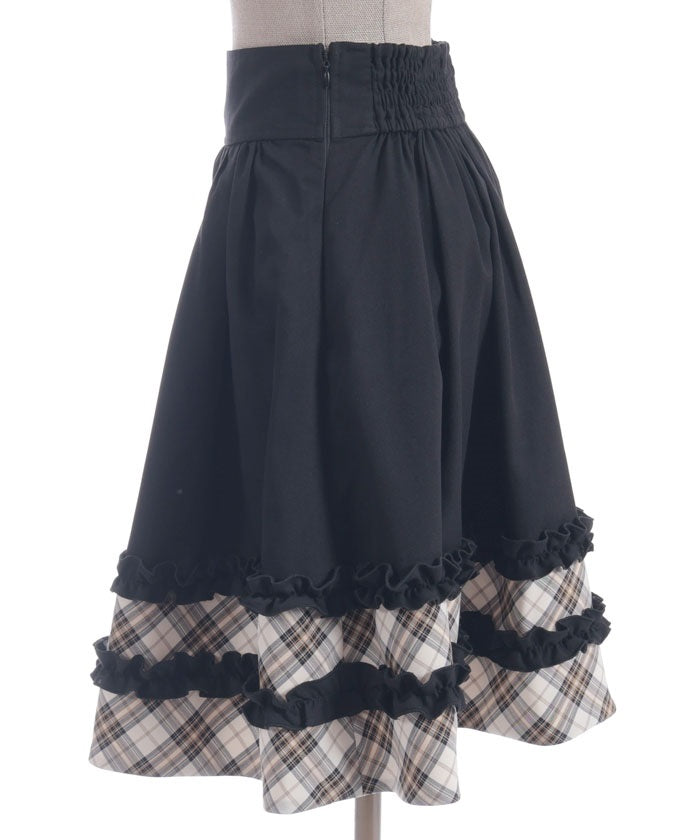 Bicolor Frill Midi Skirt