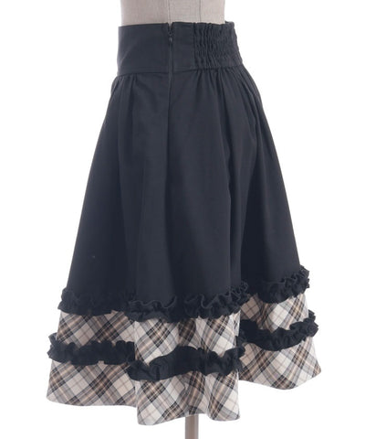 Bicolor Frill Midi Skirt