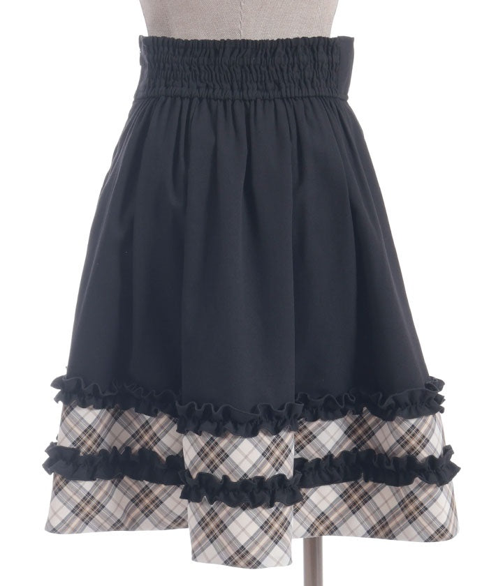 Bicolor Frill Midi Skirt