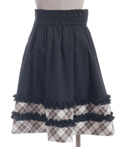 Bicolor Frill Midi Skirt