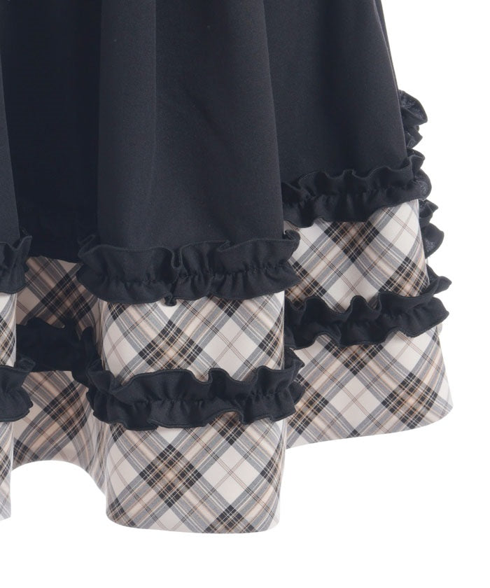 Bicolor Frill Midi Skirt