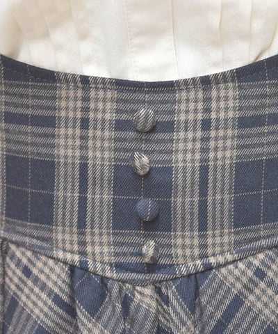 Plaid Pattern Skirt with Suspenders