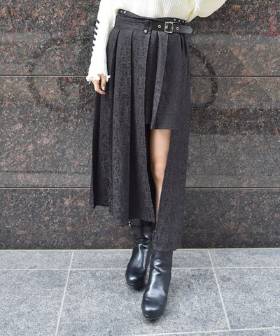 Irregular Hem Pleated Wrap Skirt