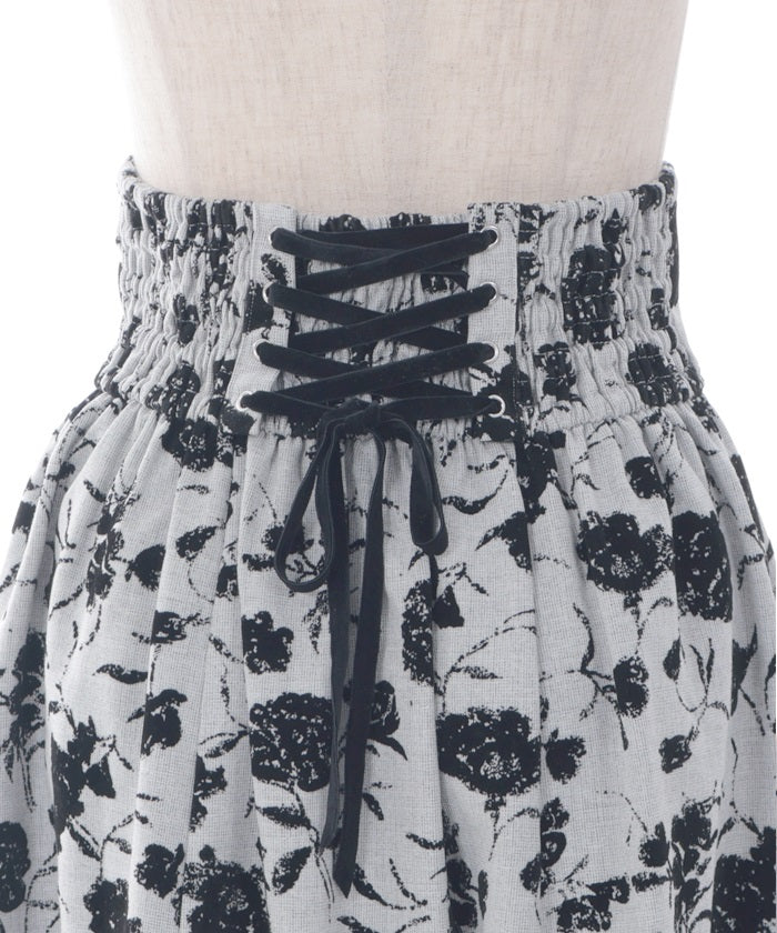 Flocky Flower Pattern Skirt