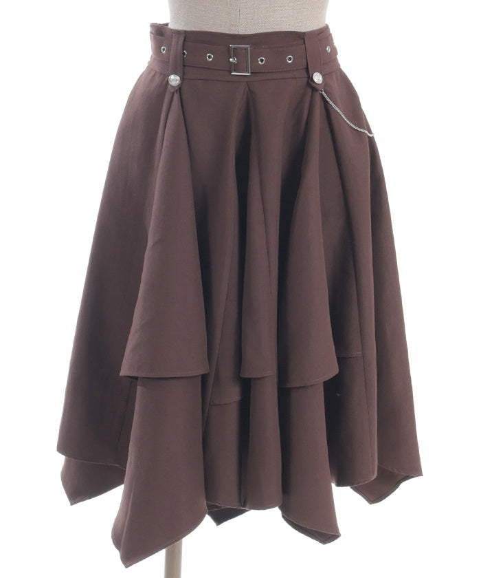 Volume Irregular Hem Midi Skirt