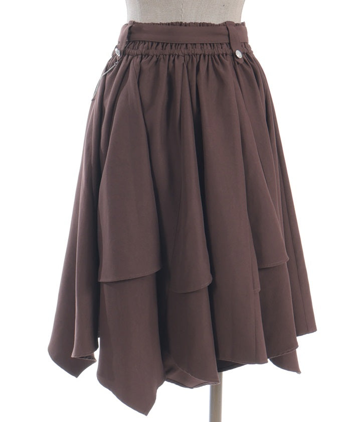 Volume Irregular Hem Midi Skirt