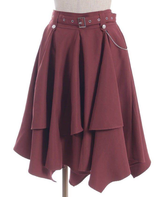 Volume Irregular Hem Midi Skirt