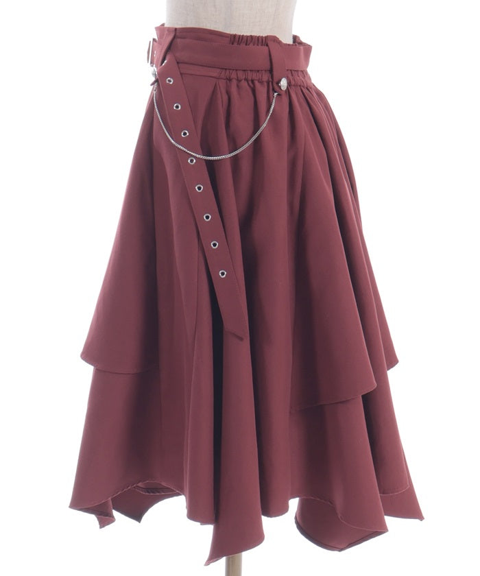 Volume Irregular Hem Midi Skirt