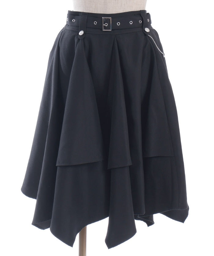 Volume Irregular Hem Midi Skirt