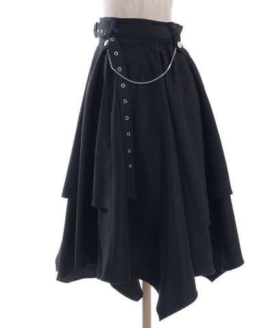 Volume Irregular Hem Midi Skirt