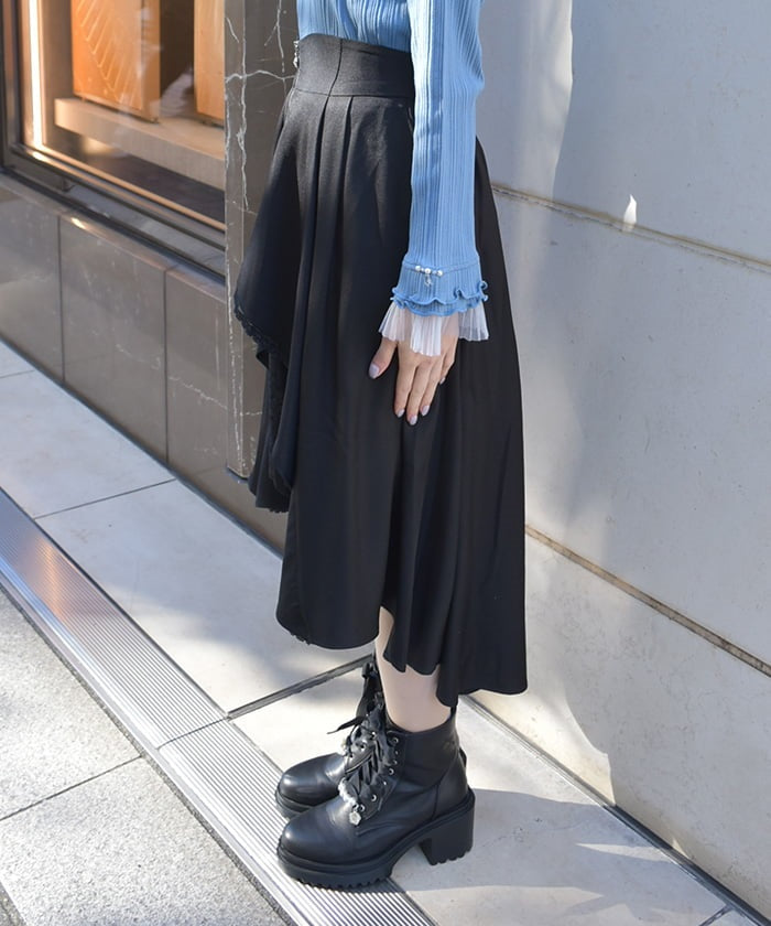 Irregular Hem Skirt with Zipper