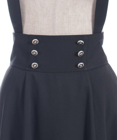 Frill High-Waisted Skirt with Suspenders