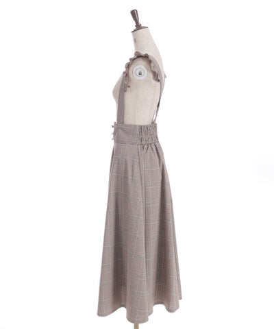 Frill High-Waisted Skirt with Suspenders