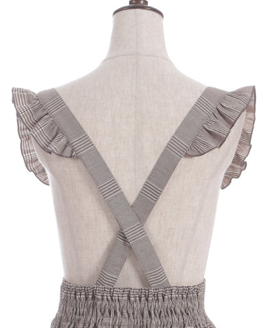Frill High-Waisted Skirt with Suspenders
